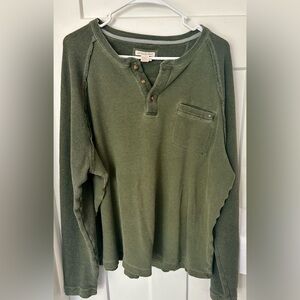 Carbon2Cobalt Olive Green Long Sleeve Henley Shirt